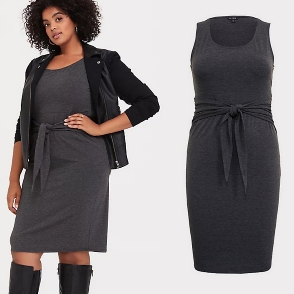 TORRID Jersey Drape Front Tie Shift Dress 2x - Picture 2 of 12